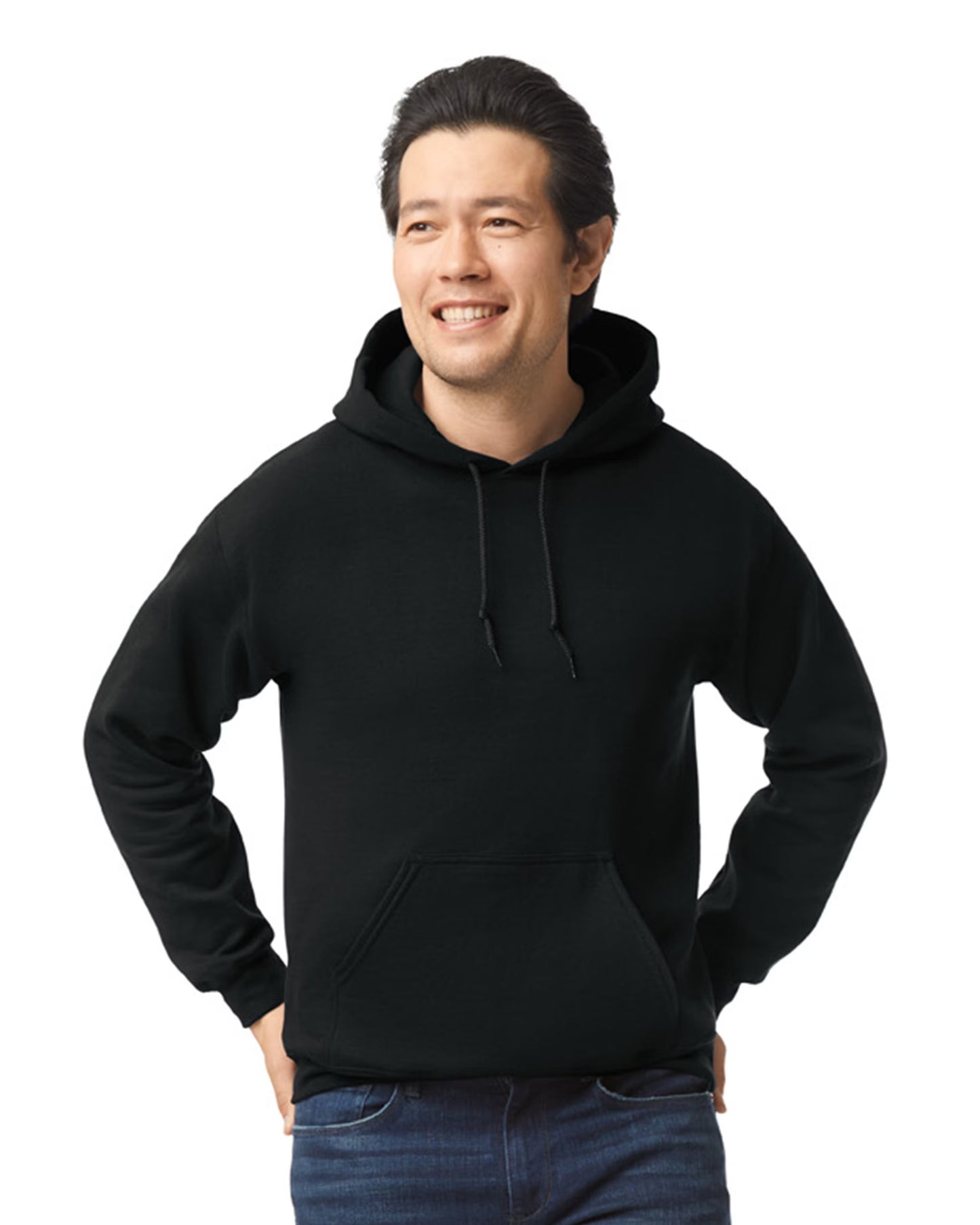 Custom unisex hoodie, heavyweight cotton, all sizes, men and women, Black