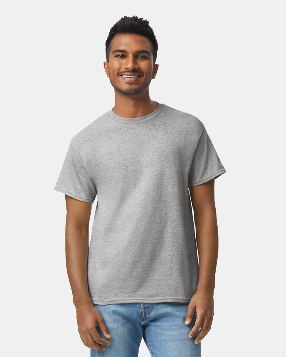Custom Unisex T-shirt printing front view on cotton fabric