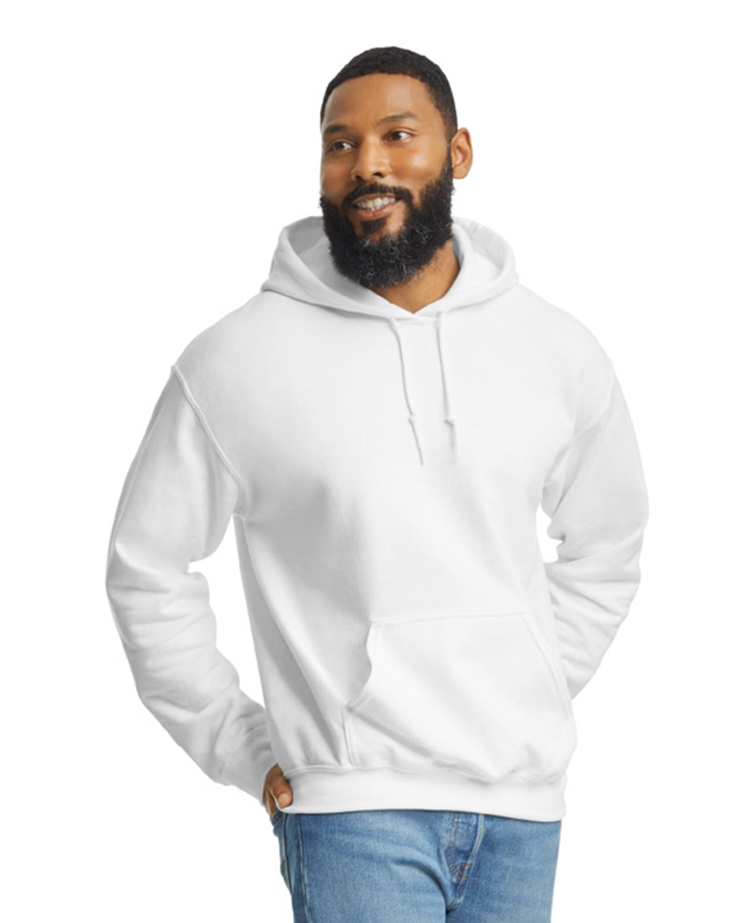 Custom unisex hoodie, heavyweight cotton, all sizes, men and women, White