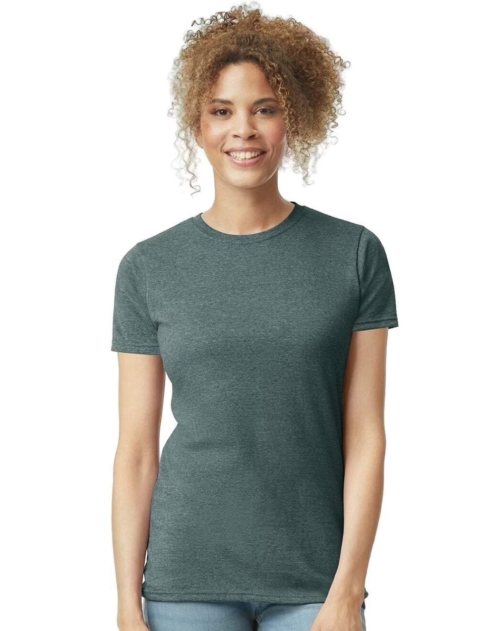 Women Custom T-shirt printing front view on cotton fabric