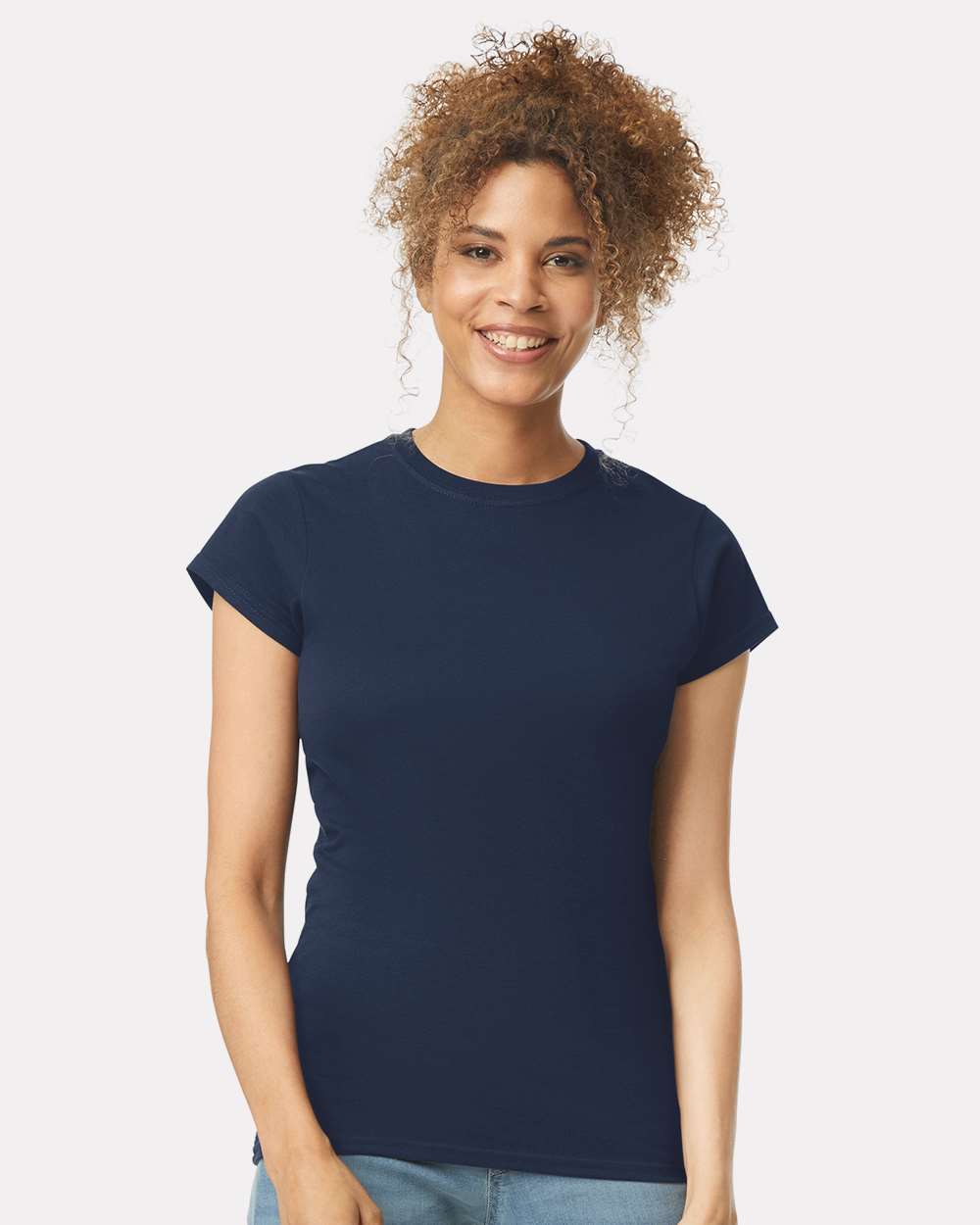 Women Custom T-shirt printing front view on cotton fabric