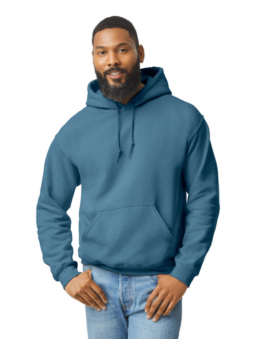 Custom unisex hoodie, heavyweight cotton, all sizes, men and women, Indigo