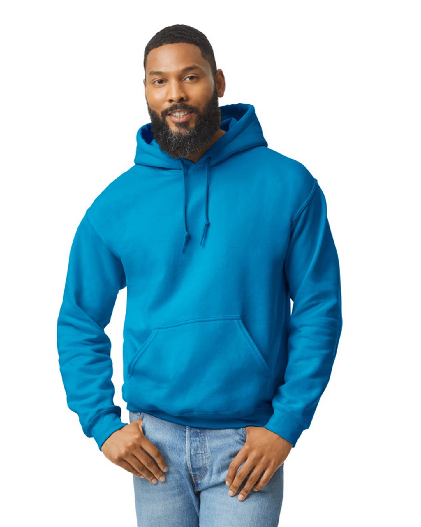 Custom unisex hoodie, heavyweight cotton, all sizes, men and women, Sapphire
